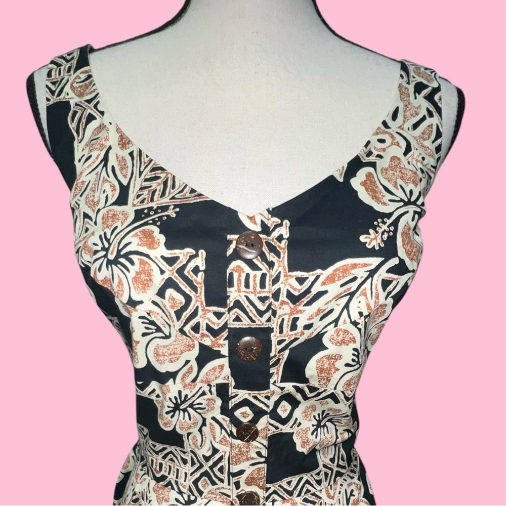 Hell Bunny Retro Hawaiian Kapa Tapa Tiki Pin-Up Dress NWT - Picture 4 of 10